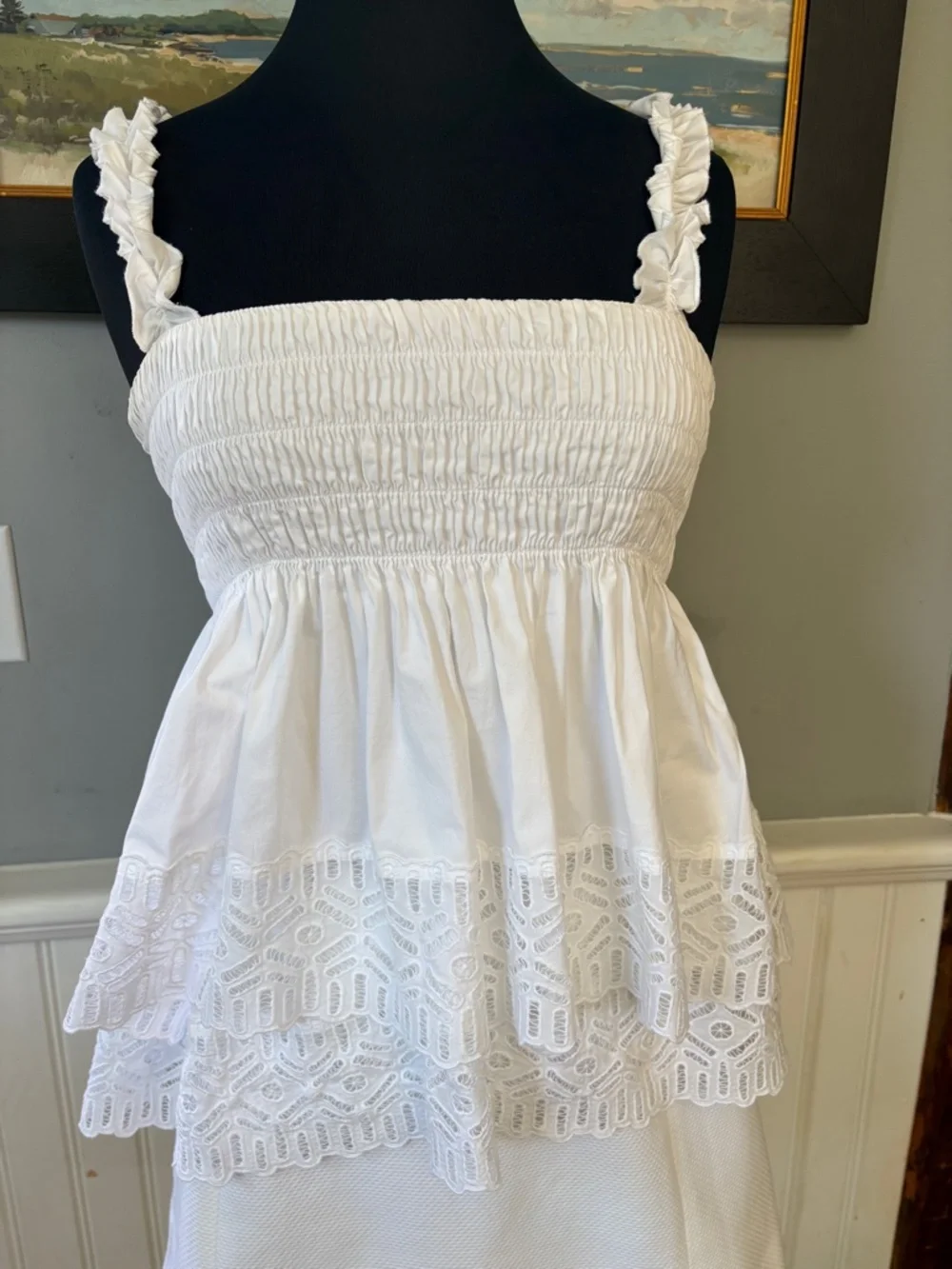 Tory Burch 'Georgette' Eyelet White Tank Top